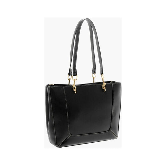 Moschino LOVE Faux Leather Tote Bag with Visible Stitching
