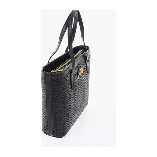 Moschino LOVE Faux Leather VALENTINA Tote Bag with All-Over Hearts