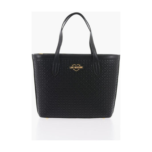 Moschino LOVE Faux Leather VALENTINA Tote Bag with All-Over Hearts