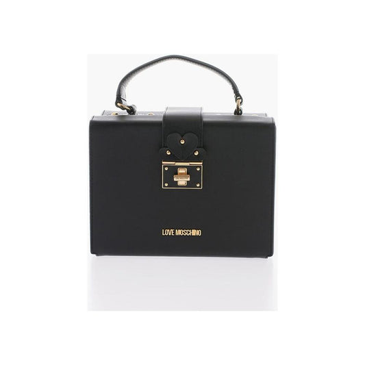 Moschino LOVE Leather Briefcase Bag with Turn Lock Closure