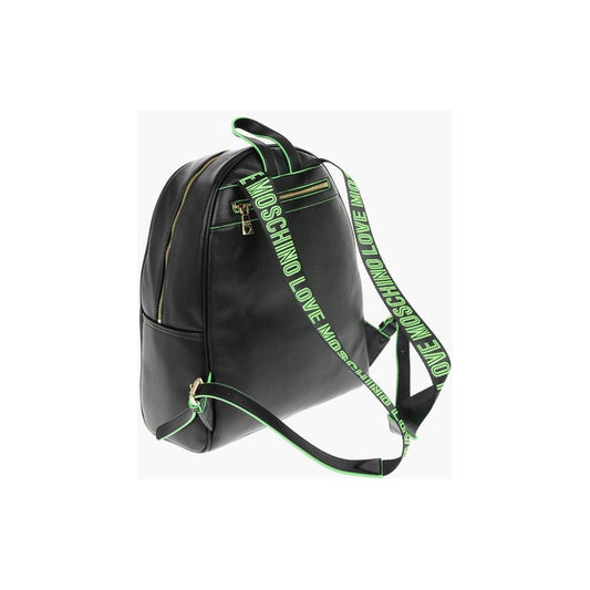 Moschino LOVE Logoed Shoulder Strap Faux Leather SAFETY Backpack