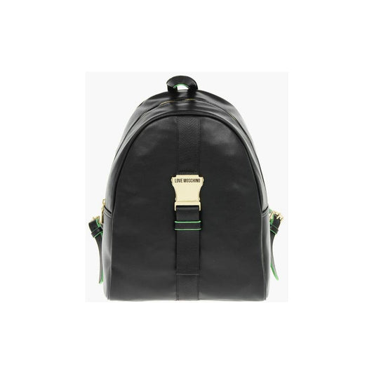 Moschino LOVE Logoed Shoulder Strap Faux Leather SAFETY Backpack