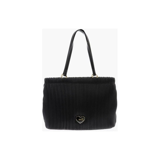 Moschino LOVE Pleated Faux Leather Tote Bag