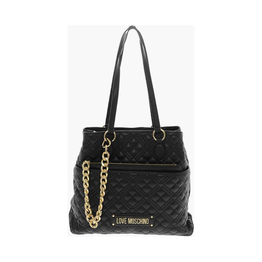 Moschino LOVE Quilted Faux Leather Tote Bag with Matching Pouch
