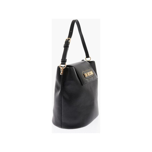 Moschino LOVE Textured Faux Leather Bucket Bag with Embossed Logo