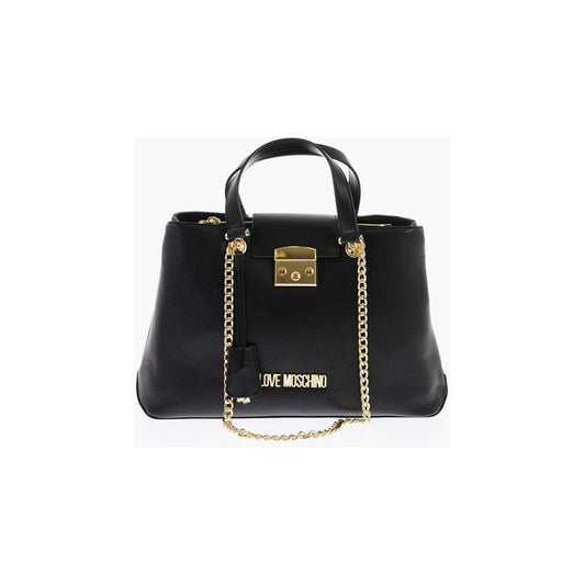 Moschino LOVE Textured Faux Leather LUCILLE Tote Bag with Double Comp
