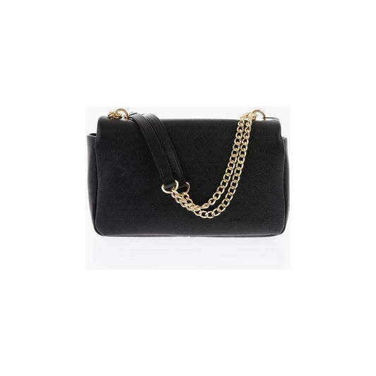 Moschino LOVE Textured Faux Leather Shoulder Bag with Golden Logo