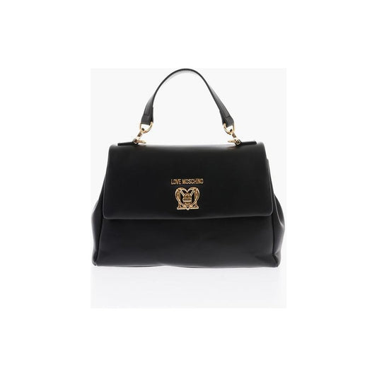 Moschino LOVE Turn Lock Closure Faux Leather Bag with Removable Shoul