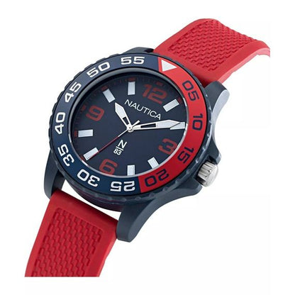 NAUTICA Mod. NAPFWS303 gent's quartz analog watch with red and black dial, 45mm case, official packaging, water resistant 5 ATM.