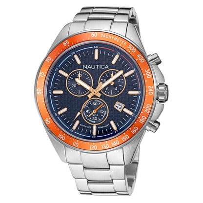 NAUTICA Mod. NAPOBF117 gent's quartz analog watch, water resistant 10 ATM, multifunction, 47mm case, mineral dial, bracelet style