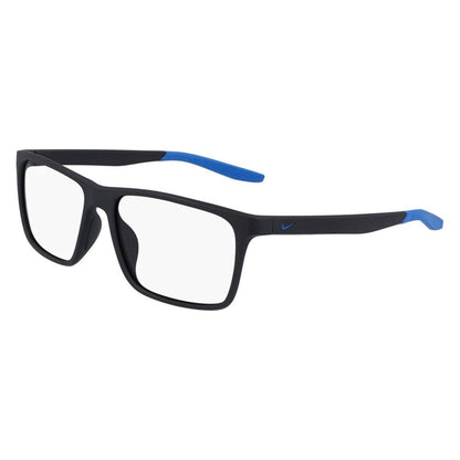 NIKE MOD. NIKE 7116 N black and blue sleek men's eyeglasses showcasing modern design.