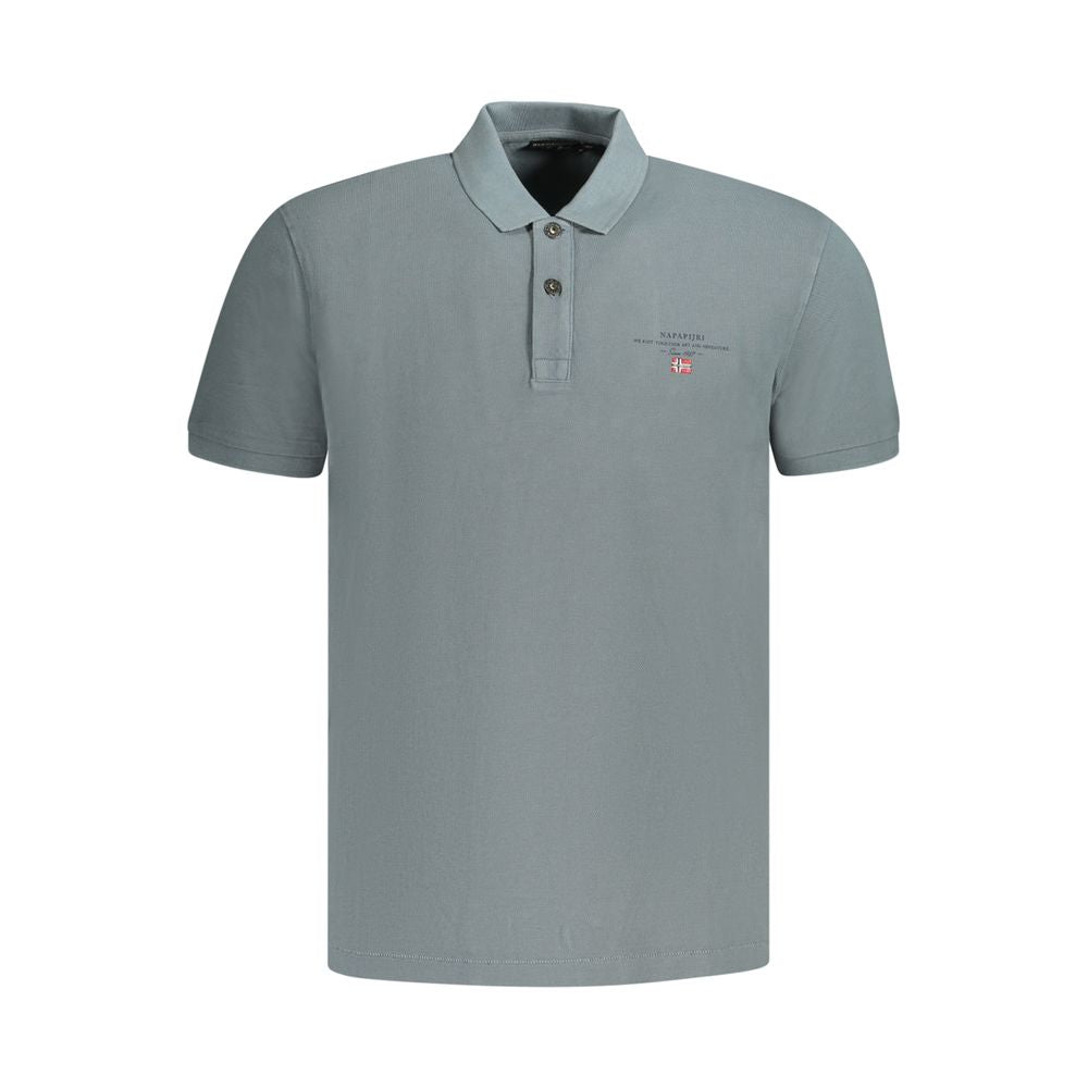Napapijri Gray Cotton Mens Polo Shirt with short sleeves, tasteful print, and iconic logo, offering bold sophistication and urban flair.