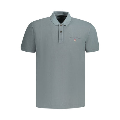 Napapijri Gray Cotton Mens Polo Shirt with short sleeves, tasteful print, and iconic logo, offering bold sophistication and urban flair.