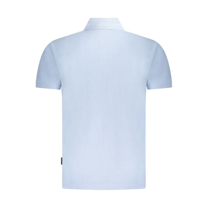 Back view of Napapijri Light Blue Cotton Men Polo Shirt