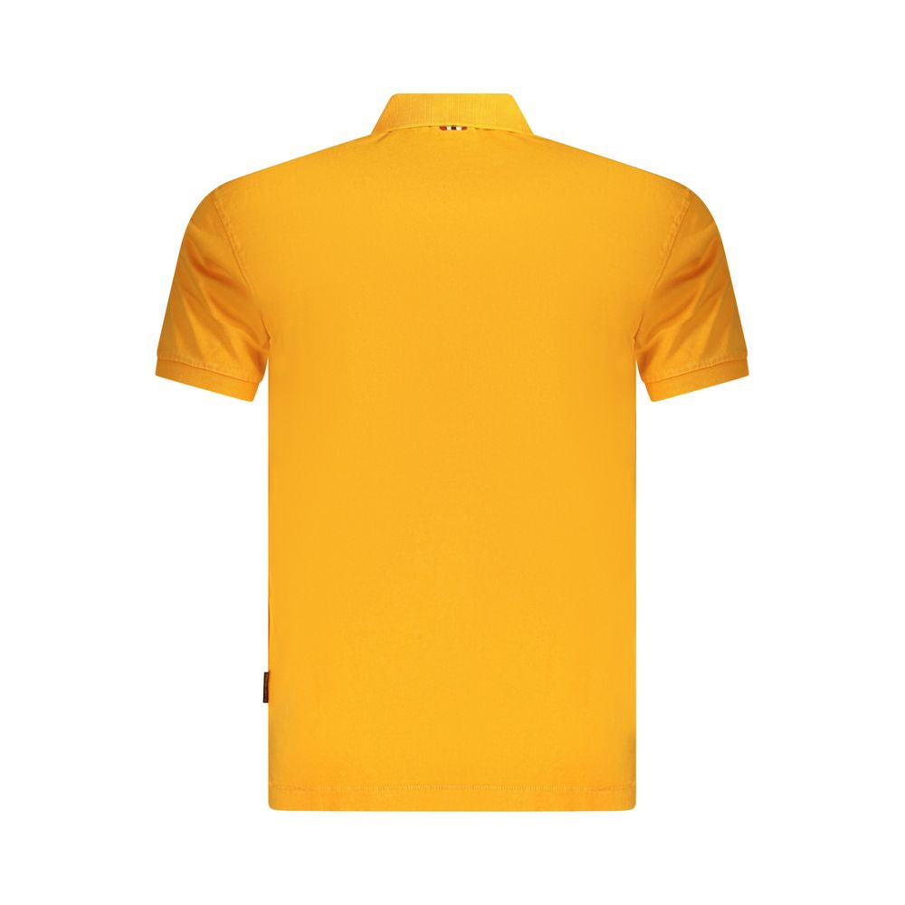 Back view of Napapijri Orange Cotton Men Polo Shirt with short sleeves.