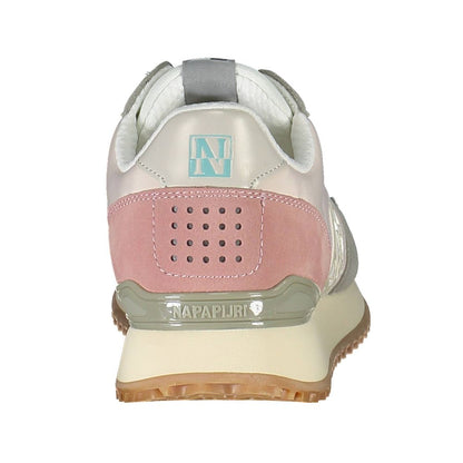 Napapijri Pink Polyester Women Sneaker with logo details and contrasting colors from rear view.