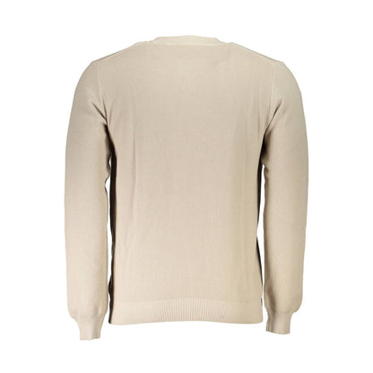 Back view of North Sails Beige Cotton Men Sweater showcasing eco-friendly organic cotton in stylish design.