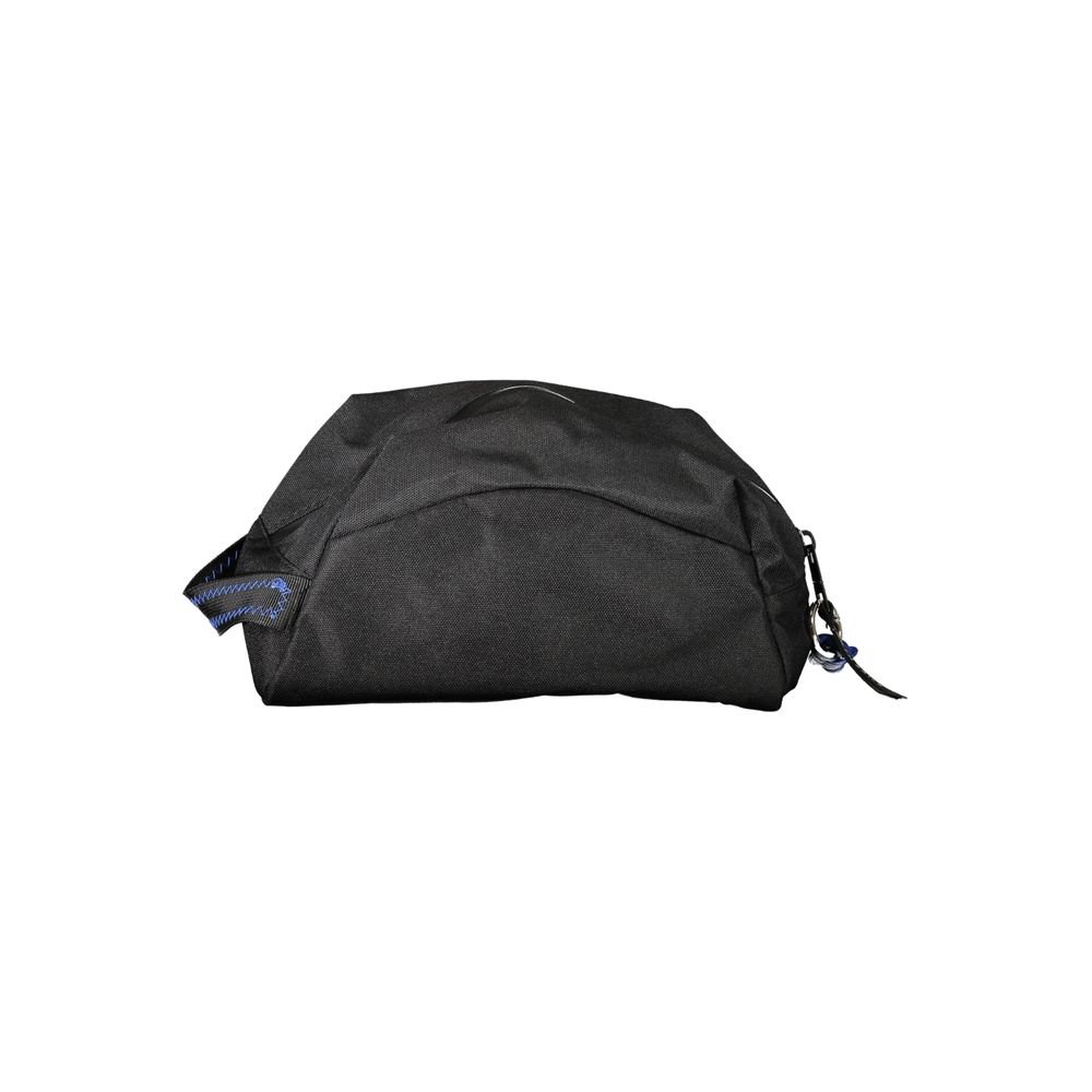 North Sails Black Polyester Men Leather Accessory - sleek and robust beauty case with logo and zip closure for modern wanderers.