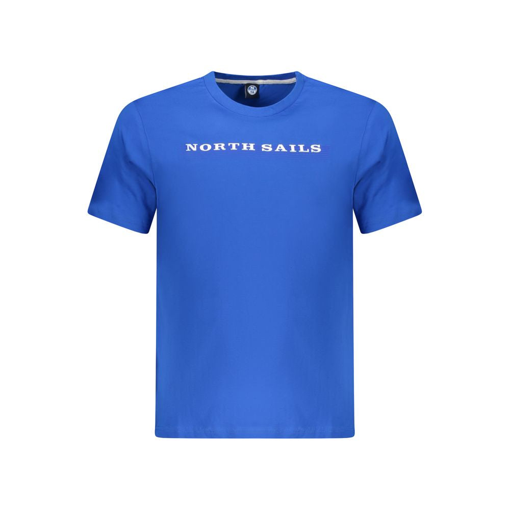 North Sails Blue Cotton Men TShirt with logo on chest, crew neck design