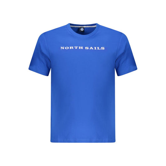 North Sails Blue Cotton Men TShirt with logo on chest, crew neck design