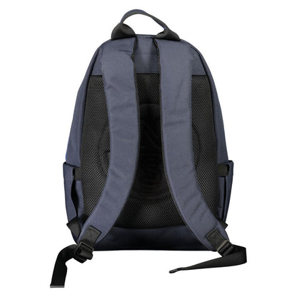 Rear view of North Sails Blue Polyester Men Backpack with adjustable shoulder straps and ergonomic design.