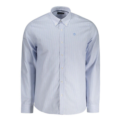 North Sails Light Blue Cotton Men Shirt with stripes and button-down collar.