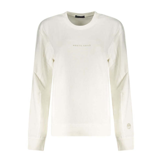 White North Sails women's cotton sweater with embossed logo, crew neck, long sleeves.