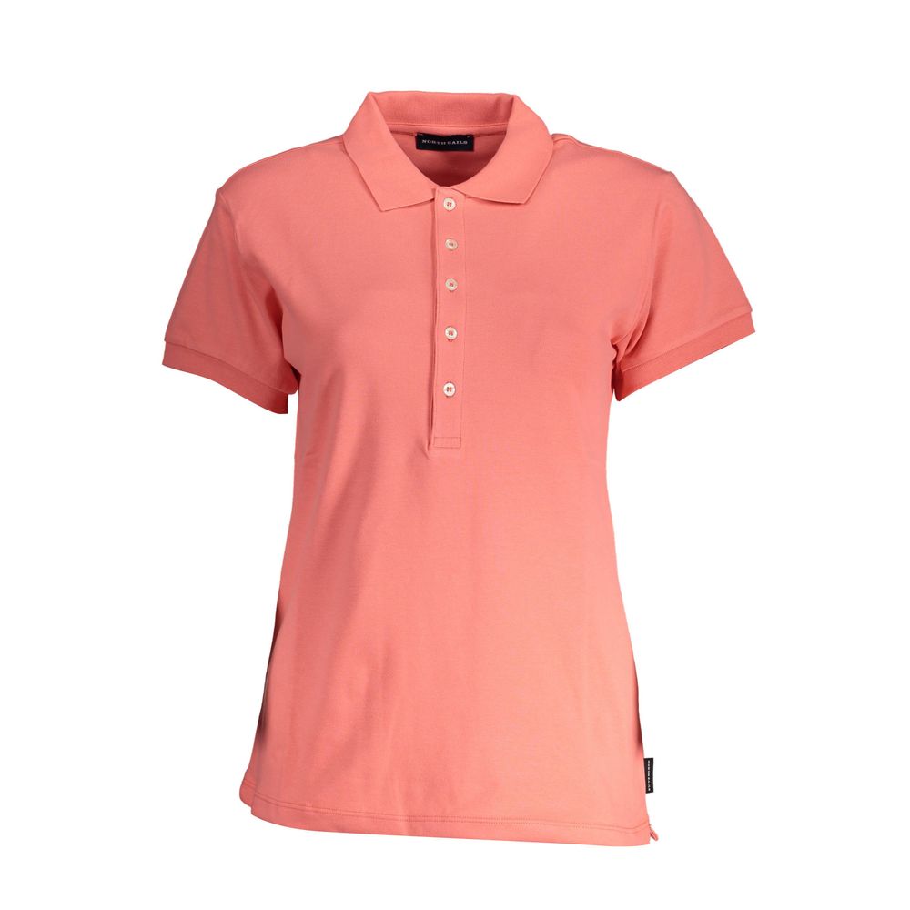 North Sails Pink Cotton Women Polo Shirt with five-button placket and logo, perfect for eco-conscious fashionistas seeking style and comfort.