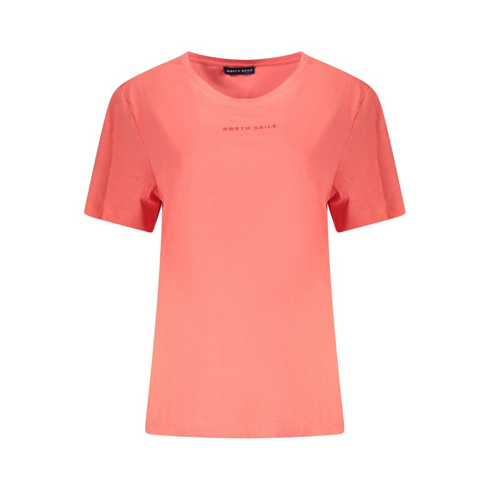 North Sails Pink Cotton Women T-Shirt with embossed logo and wide neck cut