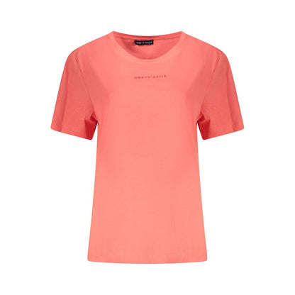 North Sails Pink Cotton Women T-Shirt with embossed logo and wide neck cut