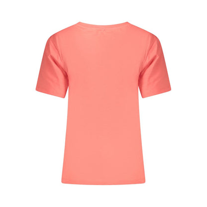 North Sails Pink Cotton Women T-Shirt back view with short sleeves and wide neck cut.
