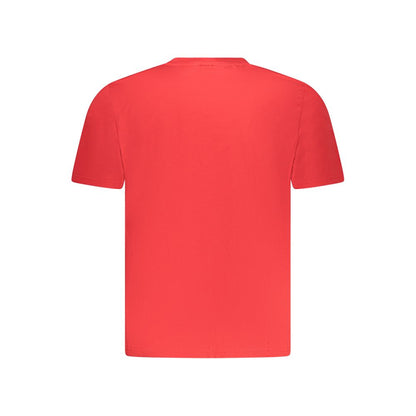 Back view of North Sails Red Cotton Men T-Shirt showcasing vibrant color and simple design.