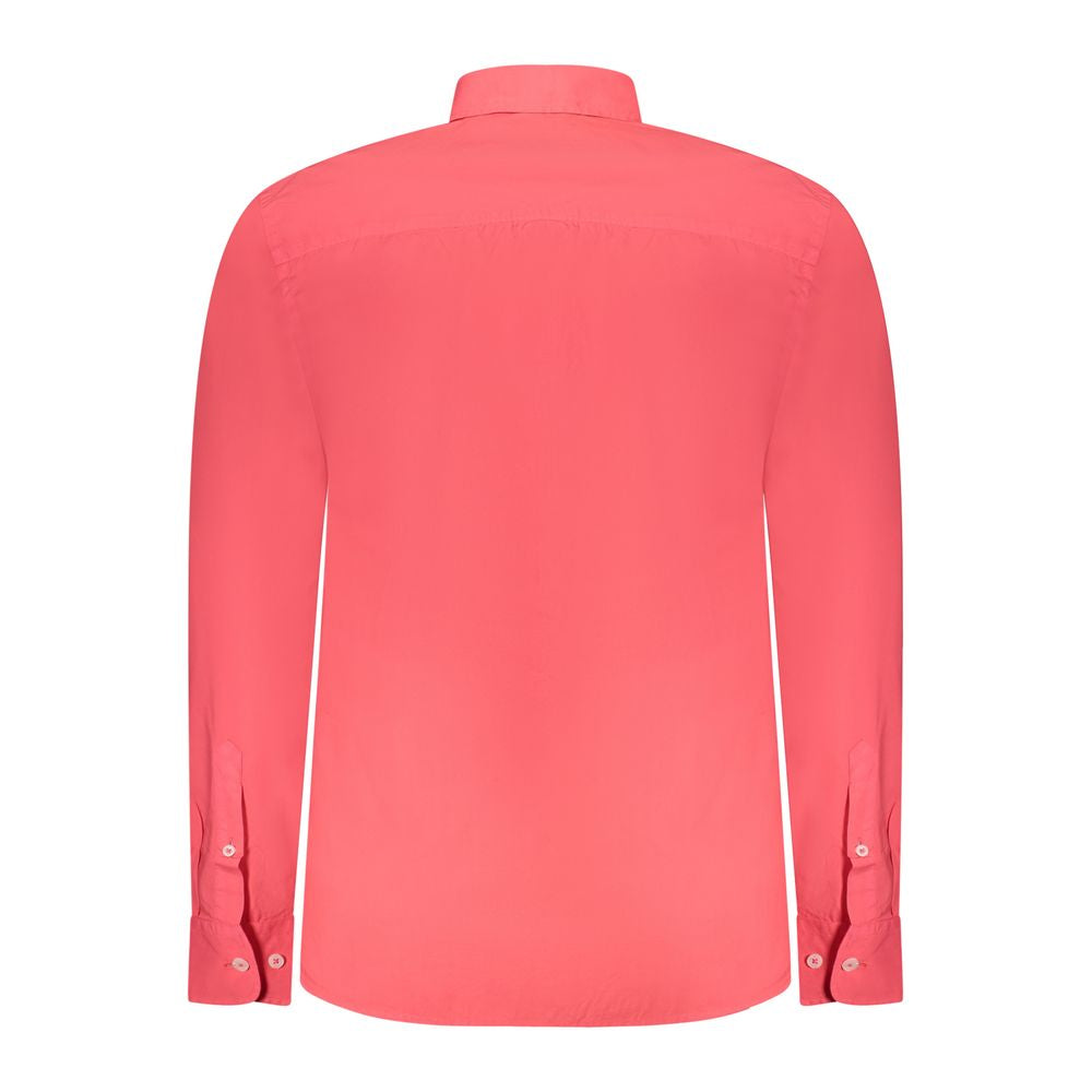 North Sails Red Cotton Shirt with long sleeves and button-down collar, features 2 button cuffs, embroidery, and logo, ocean positive.