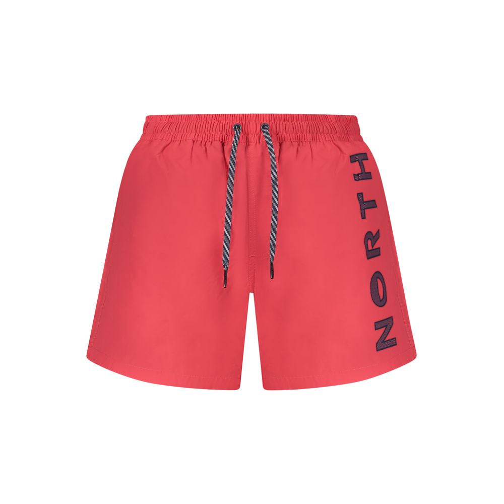 North Sails Red Cotton Swimwear - 36cm swim boxer with elastic waist, pockets, contrast details, and logo print, ocean positive.