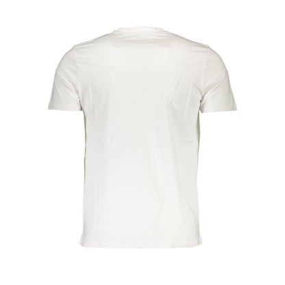 Back view of North Sails White Cotton Men T-Shirt showcasing crew neck and premium cotton material.