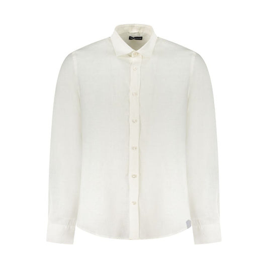North Sails White Linen Shirt with long sleeves and Italian collar