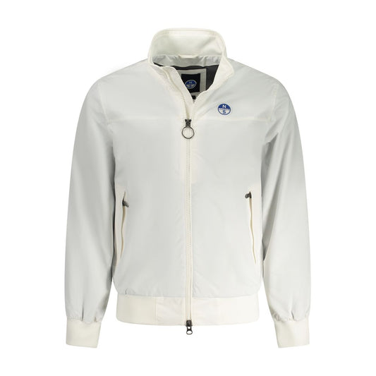 North Sails White Polyamide Men Jacket with zip closure and pockets for stylish functionality.