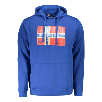 Norway 1963 Blue Cotton Men Sweater with brand logo on front, crew neck and long sleeves for stylish comfort.
