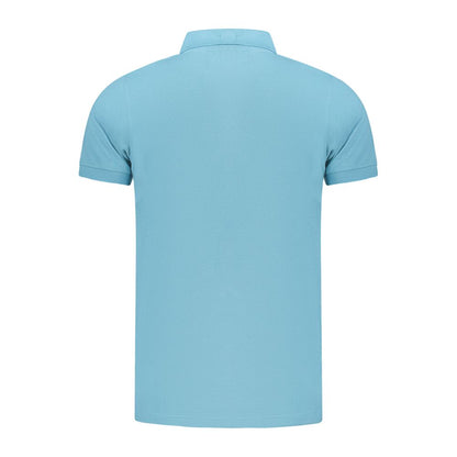 Norway 1963 Light Blue Cotton Men Polo Shirt back view showcasing classic short sleeve design and serene Scandinavian color.