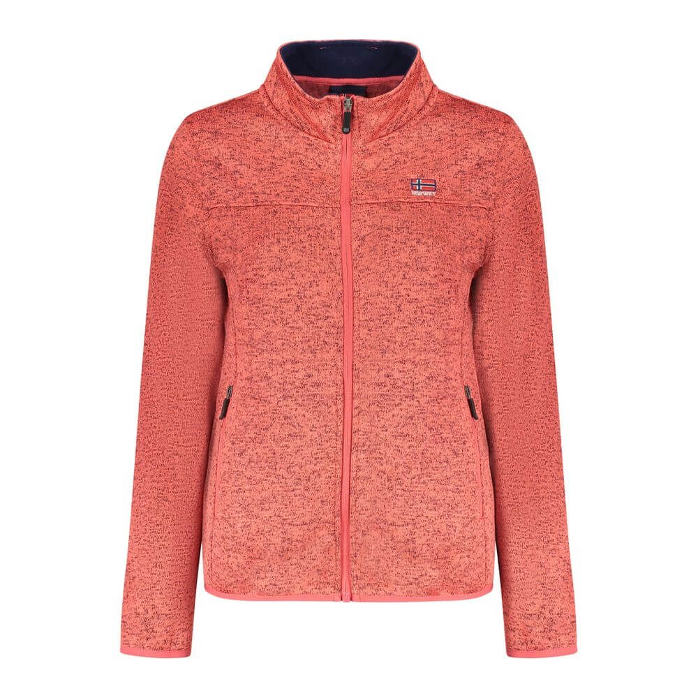 Norway 1963 Pink Polyester Women Sweater with zipper pockets and logo embroidery.