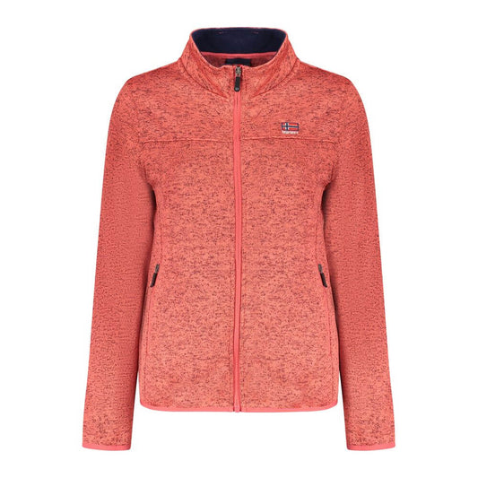 Norway 1963 Pink Polyester Women Sweater with zipper pockets and logo embroidery.