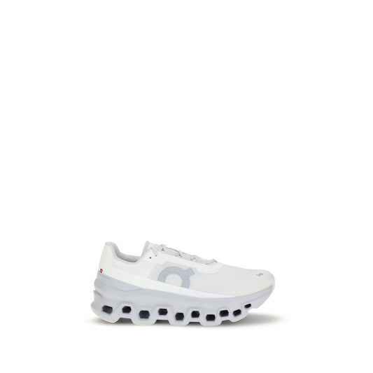 ON White Polyester Athletic Sneakers with lace-up closure and reinforced sole providing cushioning and modern look