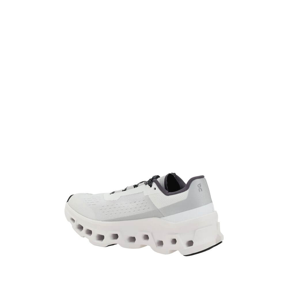 ON White Polyester Athletic Sneakers with technical design and perforated sole for cushioning and support.