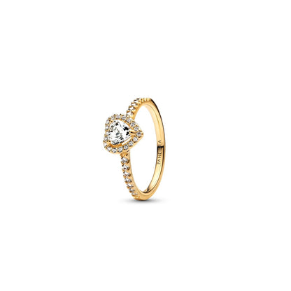 Alt Tag: Elegant gold ring with heart-shaped diamond by PANDORA JEWELRY Mod. 168421C01-54, perfect for special occasions.