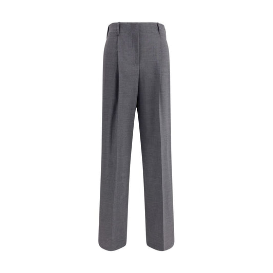 P.A.R.O.S.H. Gray Elastane Casual Pants with wide-leg design, elasticized waistband, and virgin wool composition for AW25 season.