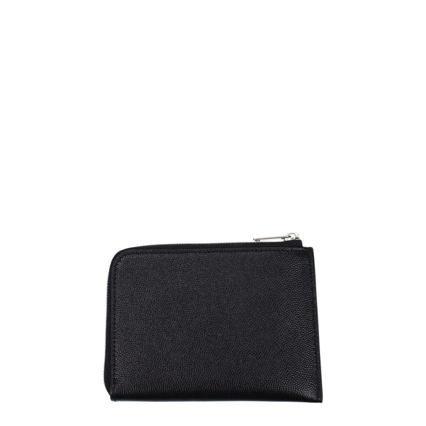 Palm Angels Black Leather Cardholder with zip closure and front logo, featuring five card slots. Casual style, MPN PMND010LEA0011084.