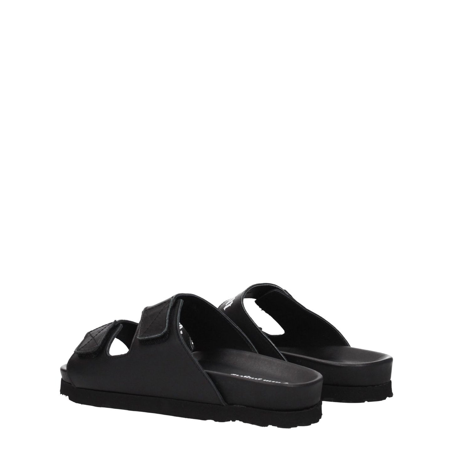 Palm Angels Black Leather Flat Sandals