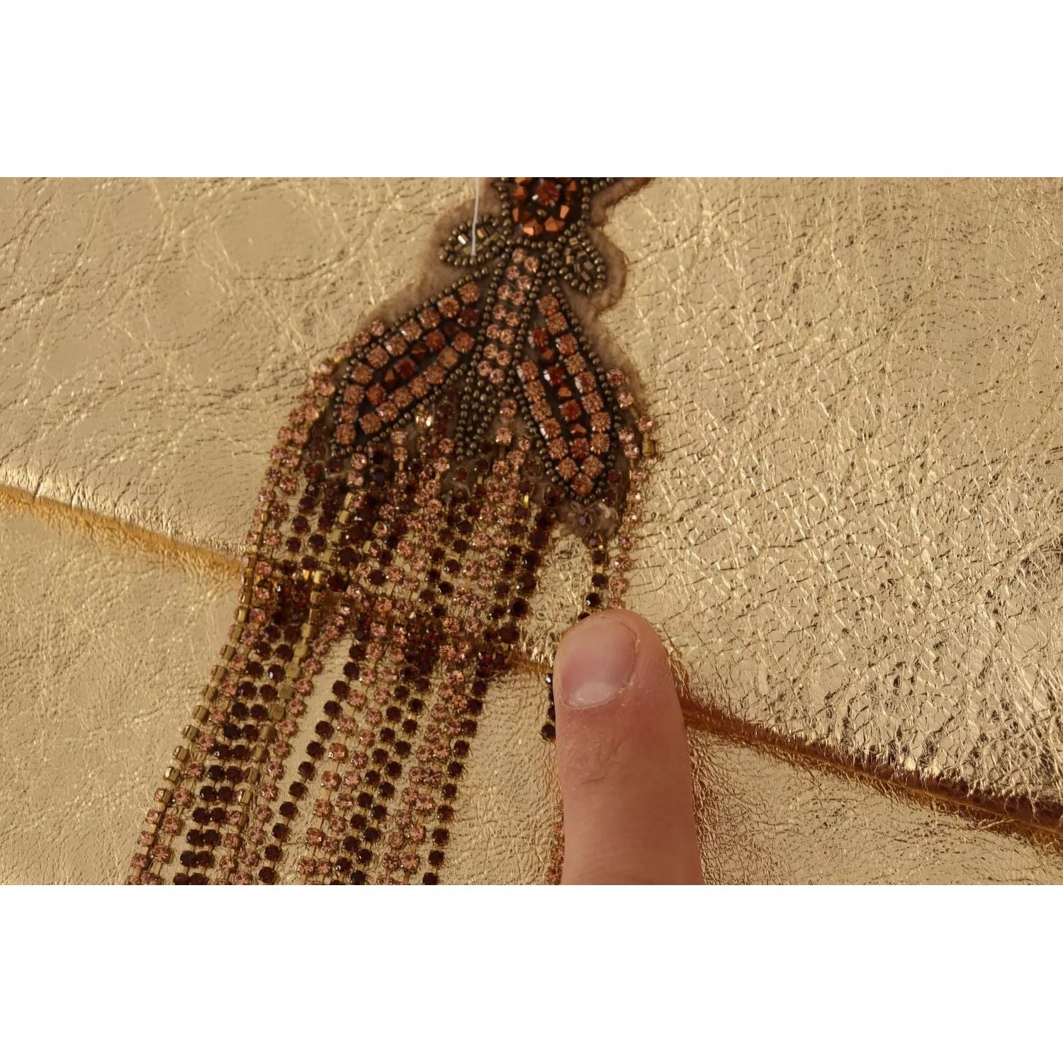 Patrizia Pepe Gold Leather Embellished Shoulder Strap Bag