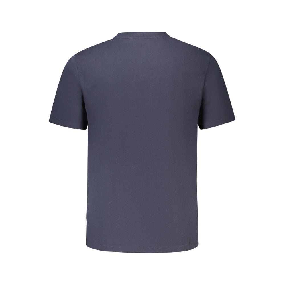 Back view of Pepe Jeans Blue Organic Cotton Men T-Shirt with short sleeves and crew neck