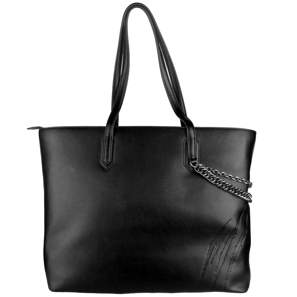 Plein Sport Black Polyethylene Women Shoulder Bag with chain and medallion detail